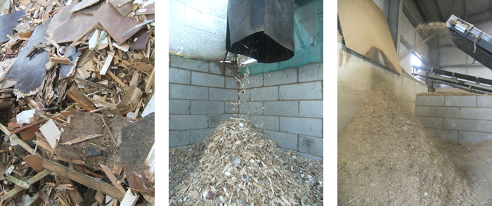 the waste wood process to produce biomass fuel